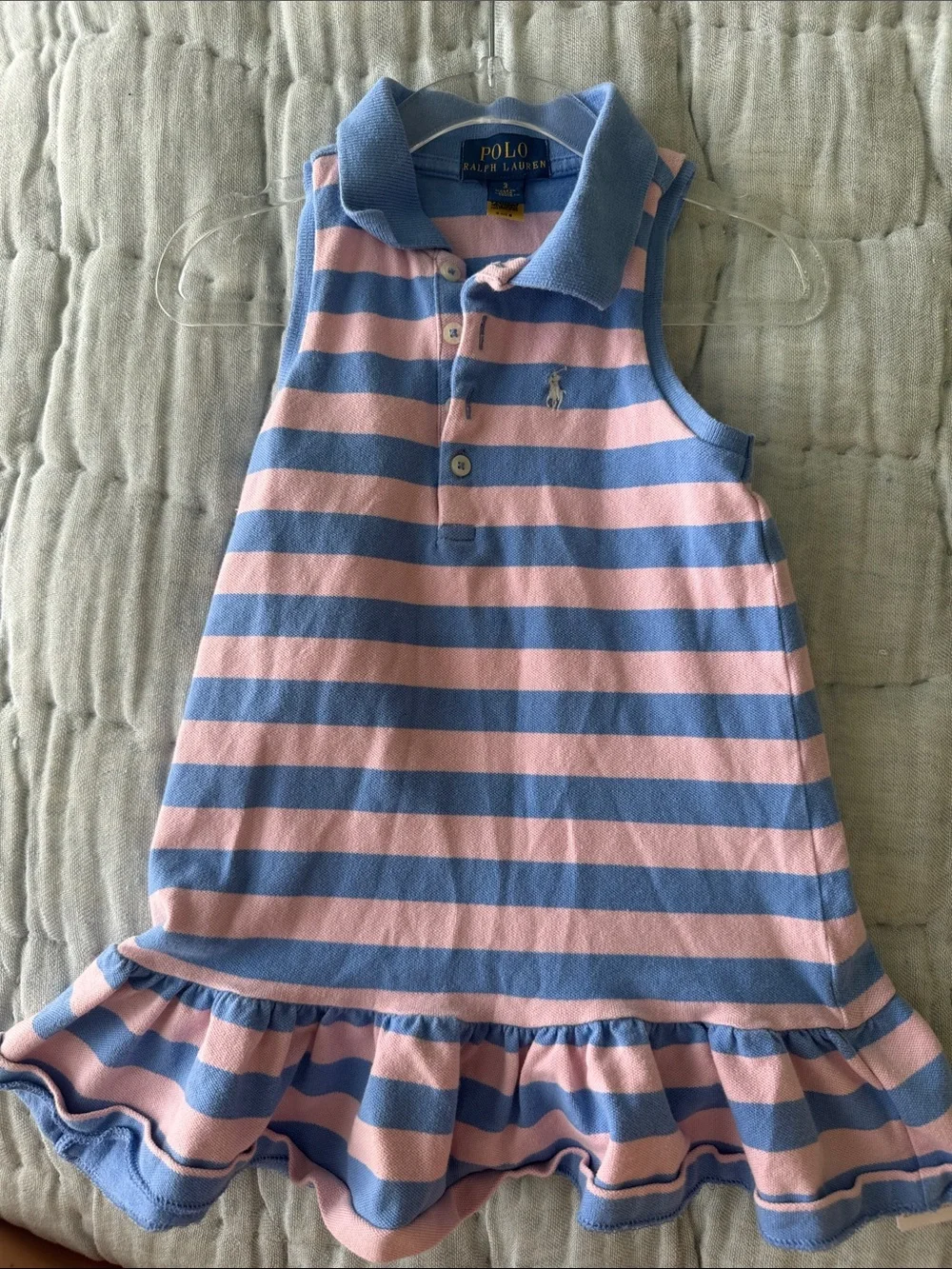Polo by Ralph Lauren Girls' Pink and Blue Striped Polo Dress
